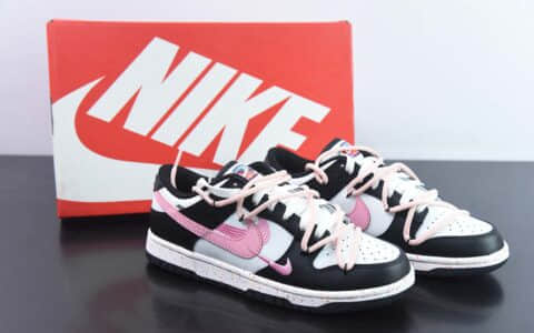 耐克Nike Dunk Low Multi Color 活力三勾黑白粉定制版解构绑带休闲板鞋纯原版本 货号：FD4623-140