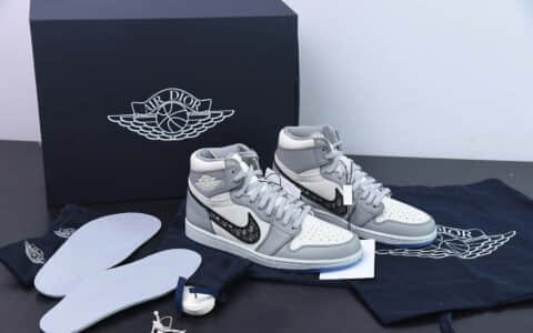 乔丹Air Jordan Dior x Air Jordan 1 HighAJ1大迪奥烟灰高帮复古文化篮球鞋纯原版本 货号：CN8607-002