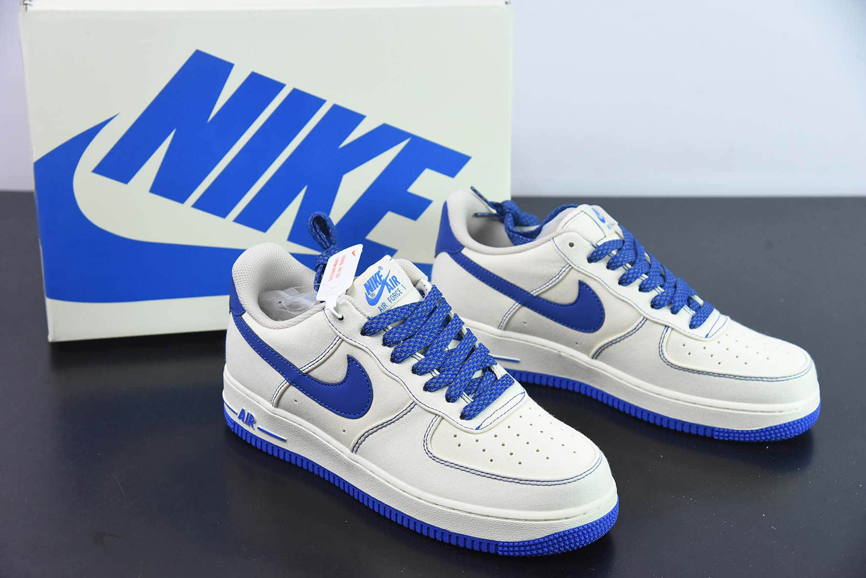 耐克NIke Air Force 1 '07 米蓝布面空军一号低帮休闲板鞋纯原版本 货号：TQ1456-233