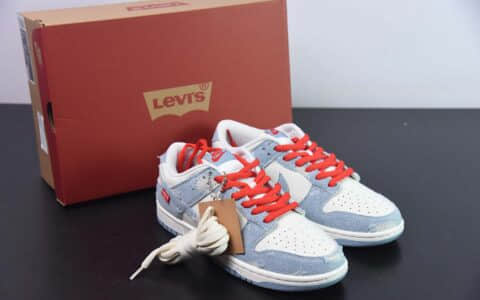 耐克Nike Levi's x NK Dunk Low 李维斯联名破布牛仔蓝SB低帮休闲板鞋纯原版本 货号：LE0021-005