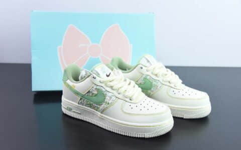 耐克Air Force 1'07 Low Just Do It 白绿小香风空军一号低帮休闲运动板鞋纯原版本 货号：FJ7740-011