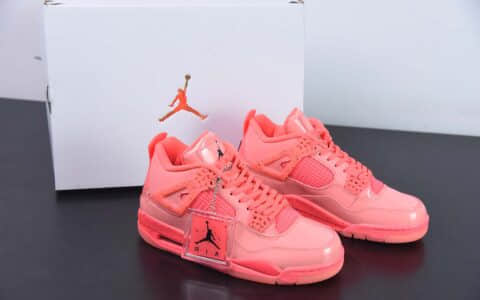 乔丹Air Jordan 4 NRG“Hot Punch” AJ4骚粉漆皮男子复古文化篮球鞋纯原版本 货号：AQ9128-600