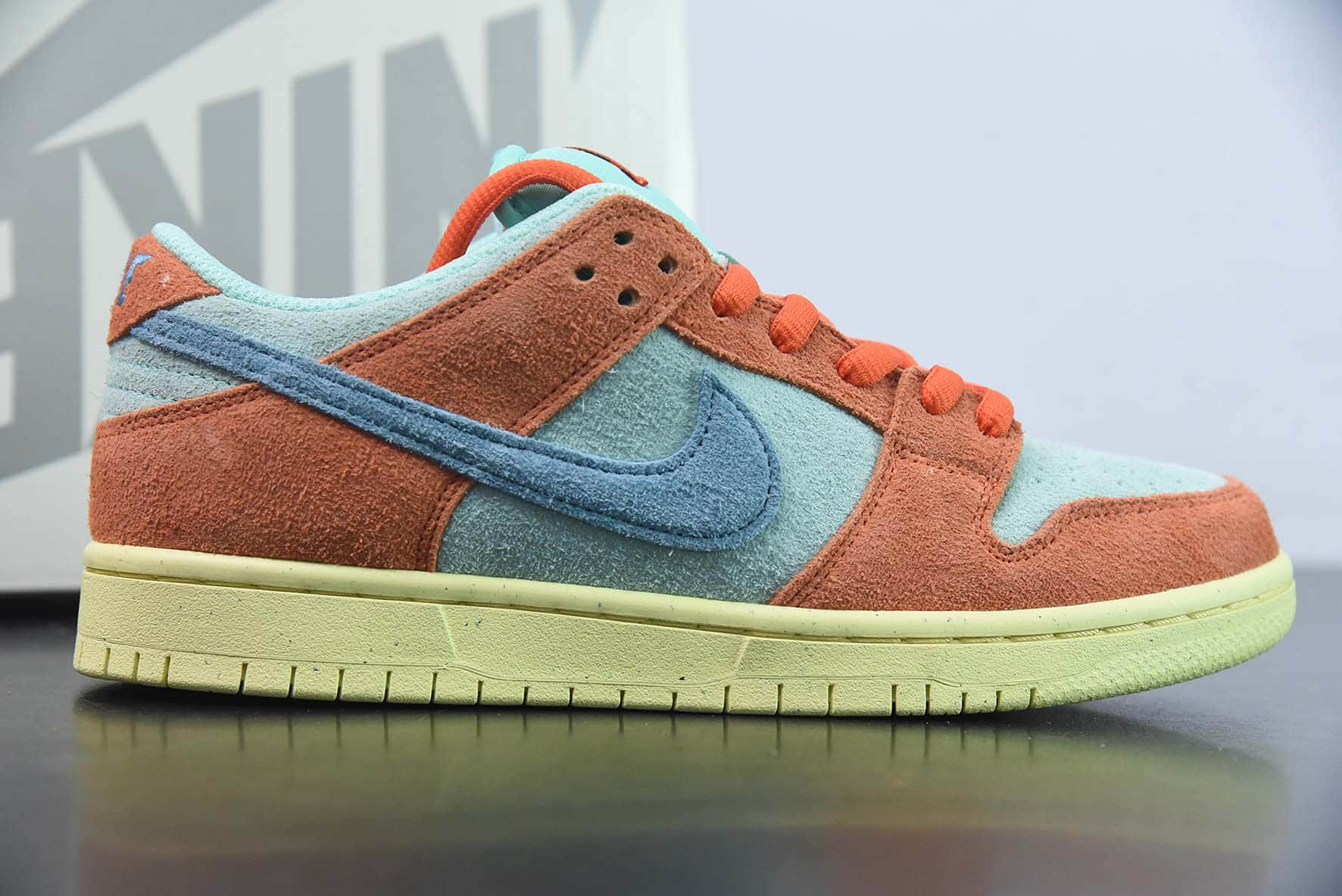 耐克Nike SB Dunk Low ProOrange Aqua翻毛湖水蓝亮橙扣篮系列低帮休闲运动滑板板鞋纯原版本 货号：DV5429-800