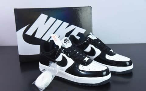 耐克Nike Air Force 1’07 LowBlackWhitePande漆皮黑白熊猫空军一号低帮休闲板鞋纯原版本 货号：HP3656-588