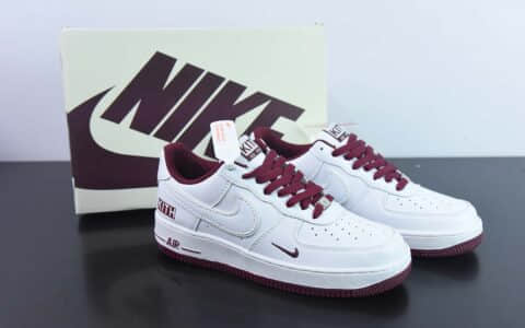 耐克Nike Air Force 1 AF1白棕 KITH字母印花空军一号低帮休闲板鞋纯原版本 货号：KT1659-006