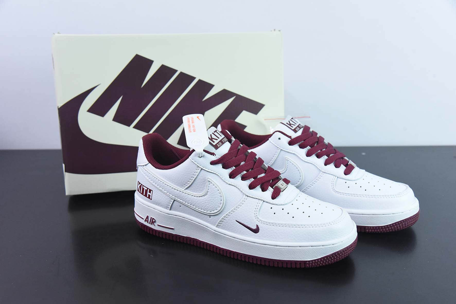 耐克Nike Air Force 1 AF1白棕 KITH字母印花空军一号低帮休闲板鞋纯原版本 货号：KT1659-006