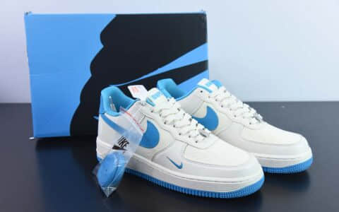 耐克Nike Air Force 1 AF1白蓝猿人头刺绣空军一号低帮休闲板鞋纯原版本 货号：BS9055-750