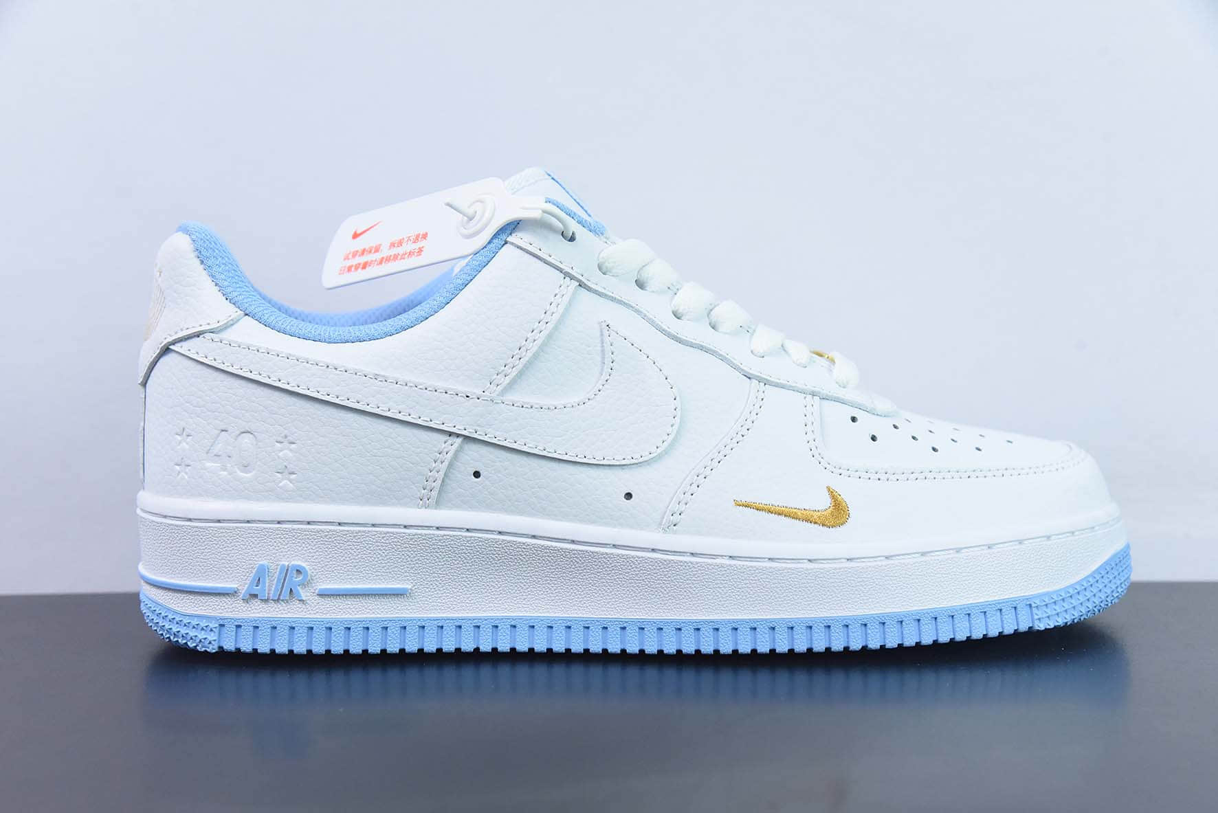 耐克Nike Air Force 1 AF1白蓝刺绣40周年纪念版空军一号低帮休闲板鞋纯原版本 货号：DD1225-003