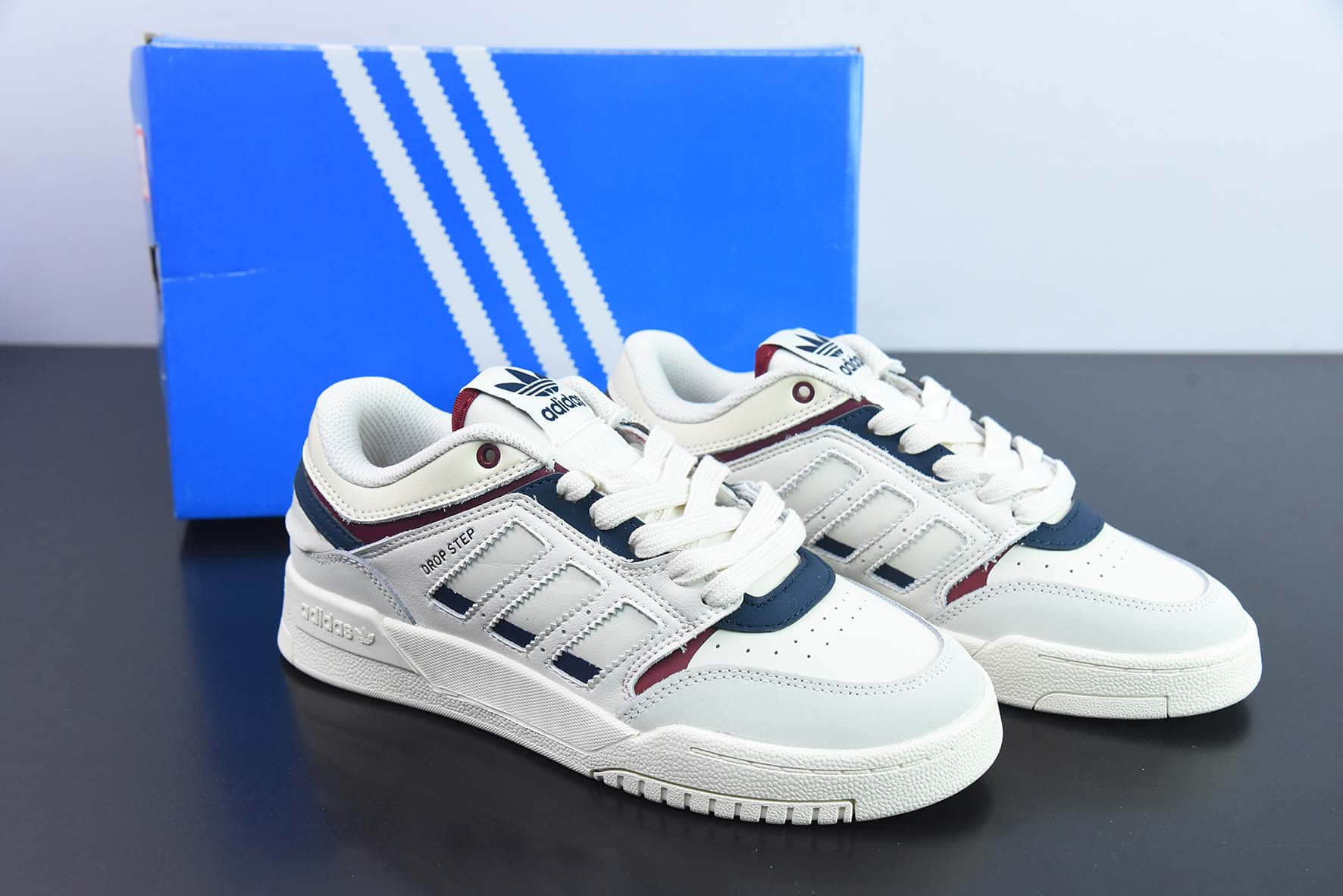 阿迪达斯Adidas Originals Drop Step XL Low 阿迪三叶草米黄蓝篮球风校园休闲运动板鞋纯原版本 货号：GW9728