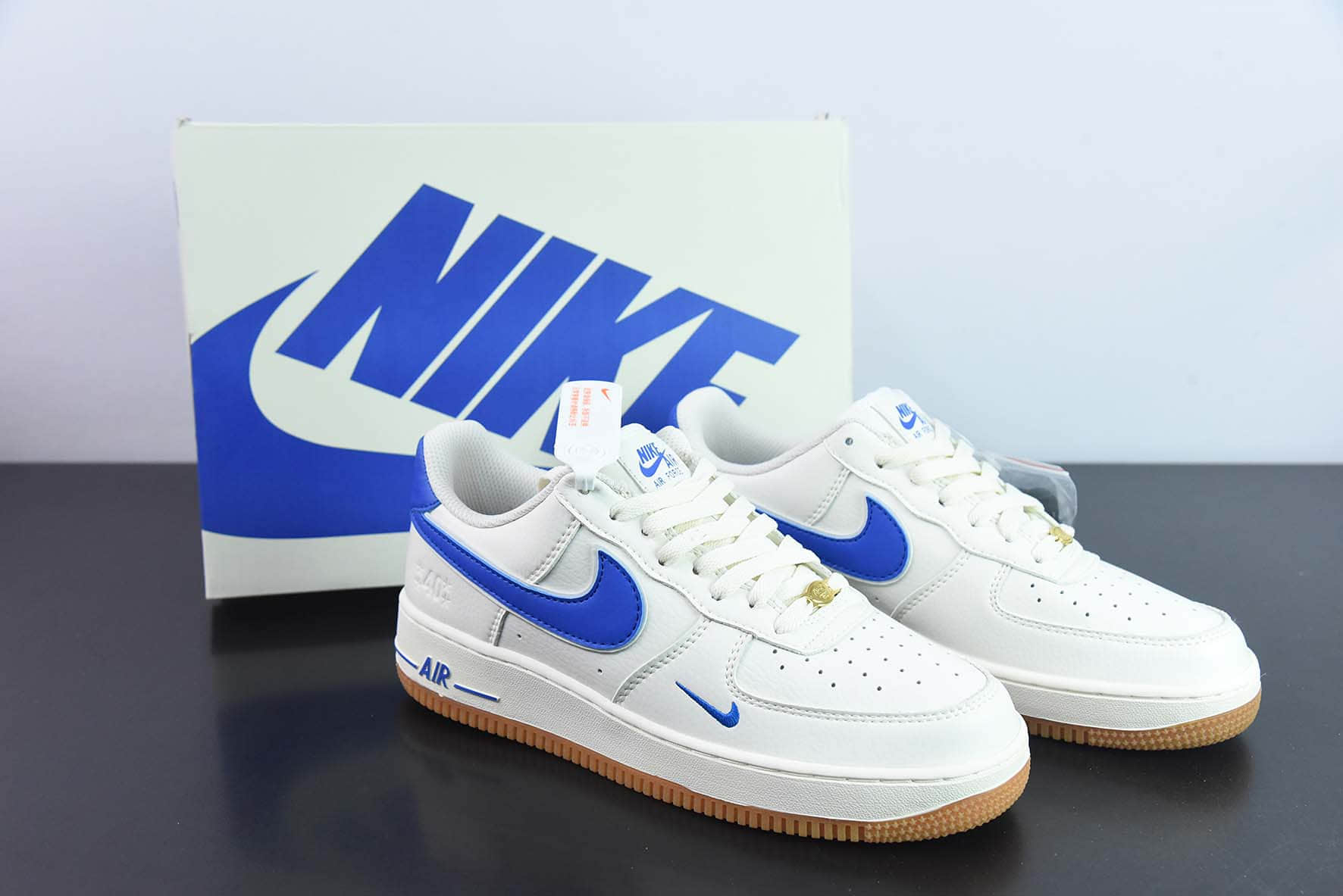 耐克Nike Air Force 1 Low 40周年生胶米白宝蓝空军一号低帮运动休闲板鞋纯原版本 货号：WA0531-302