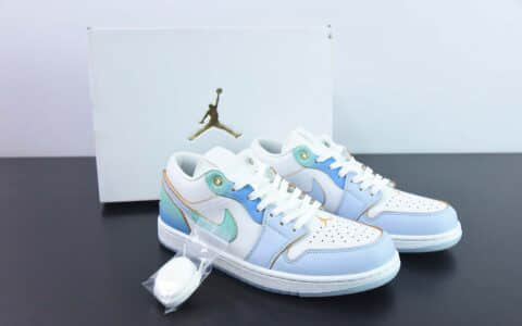 乔丹Air Jordan 1 Low SE”Emerald Rise“AJ1白蓝海盐冰蓝低帮经典复古文化休闲运动篮球鞋纯原版本 货号：FN8899-131