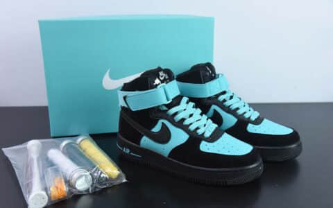 耐克Nike Tiffany & CO x Nike Air Force 1 Mid 1837 蒂芙尼联名黑蓝空军一号中帮板鞋纯原版本 货号：DZ1382-202