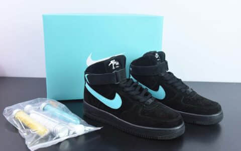 耐克Nike x TIFFANY & CO.Air Force 1 High蒂芙尼联名黑蓝高帮空军一号休闲板鞋纯原版本 货号：DZ1382-101