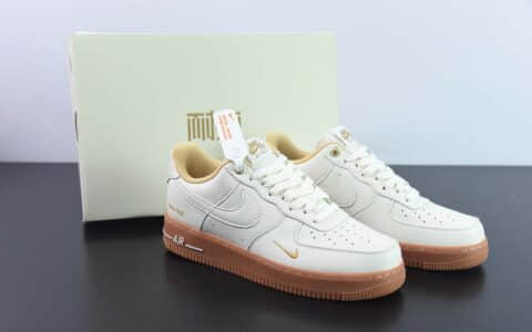 耐克Nike Air Force 1 Low NAI-KE白棕印花生胶空军一号低帮运动休闲板鞋纯原版本 货号：NK0621-988