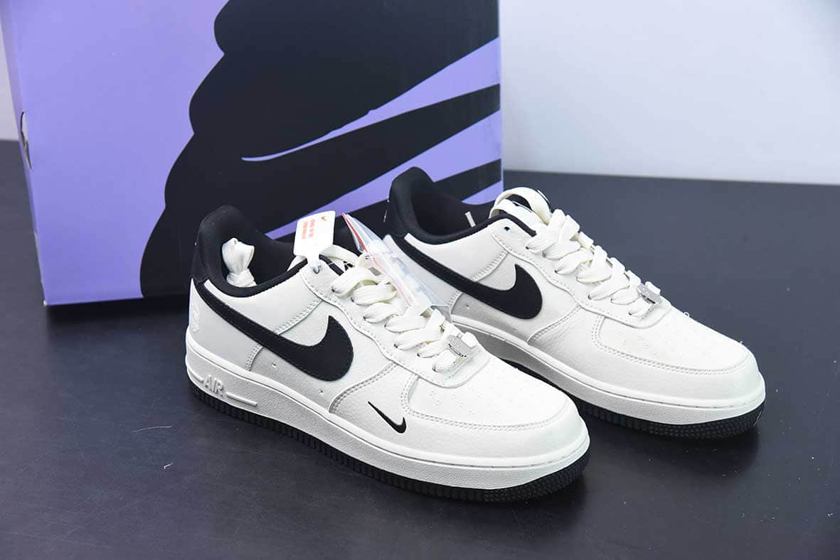 耐克Nike Air Force 1 Low 07 BAPE拼接米白黑空军一号低帮休闲板鞋纯原版本 货号：BS9055-746