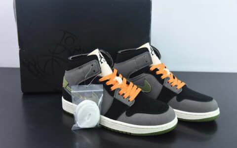 乔丹Air Jordan 1 Mid SE ”Craft“ AJ1黑煤灰中帮篮球鞋纯原版本 货号：FD6817-003