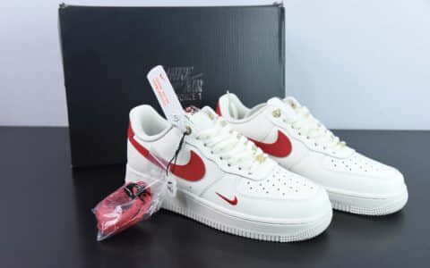 耐克NIke Air Force 1 '07 Low “40周年纪念款--米白红”空军一号低帮休闲板鞋纯原版本 货号：DQ7658-107