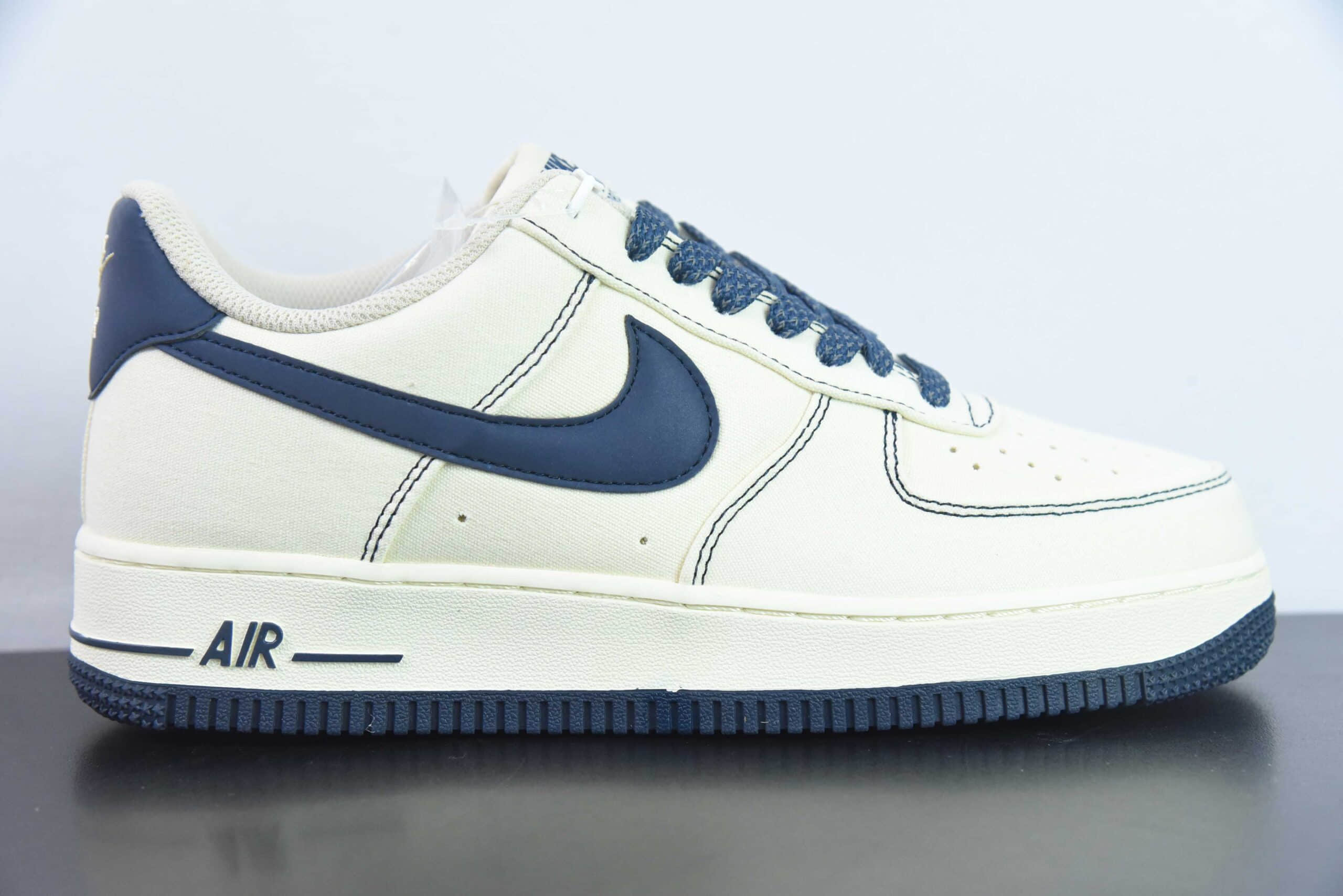 耐克NIke Air Force 1 '07 米白深蓝帆布面空军一号低帮休闲板鞋纯原版本 货号：TQ1456-299 