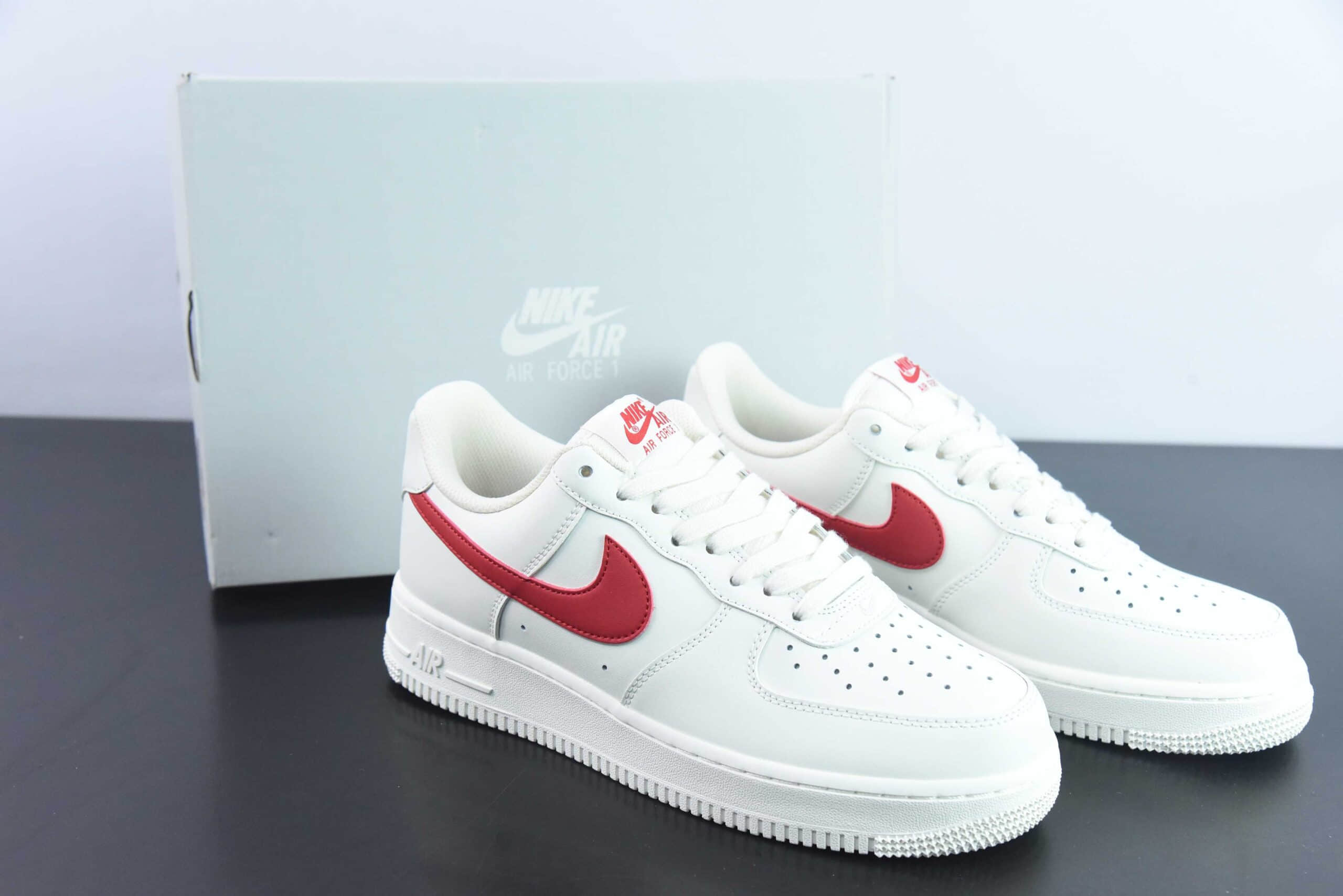 耐克Nike Air Force 1'07 Low 元年复刻奶白红校园红空军一号低帮休闲板鞋纯原版本 货号：315122-126