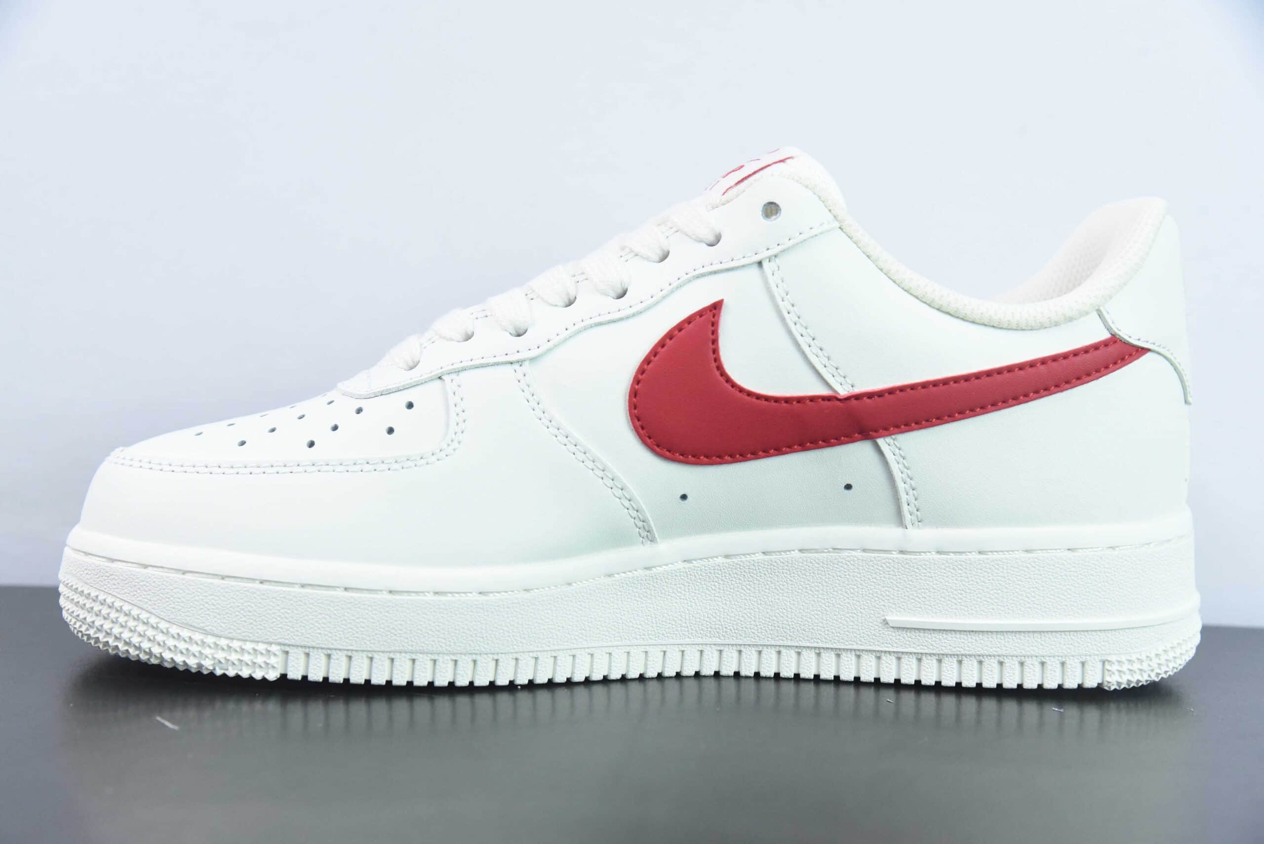 耐克Nike Air Force 1'07 Low 元年复刻奶白红校园红空军一号低帮休闲板鞋纯原版本 货号：315122-126