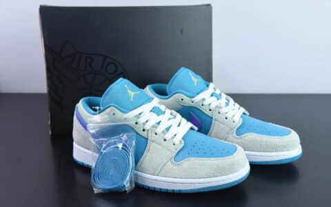 乔丹AIR JORDAN 1 LOW SE AJ1灰蓝紫低帮复古篮球鞋纯原版本 货号：DX4334-300