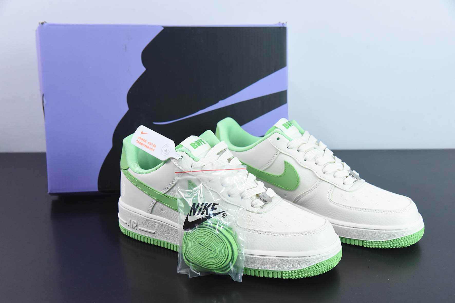 耐克NIke Air Force 1 ‘07 Low “BAPE联名浅绿帆布”空军一号低帮休闲板鞋纯原版本 货号：BS9055-752 