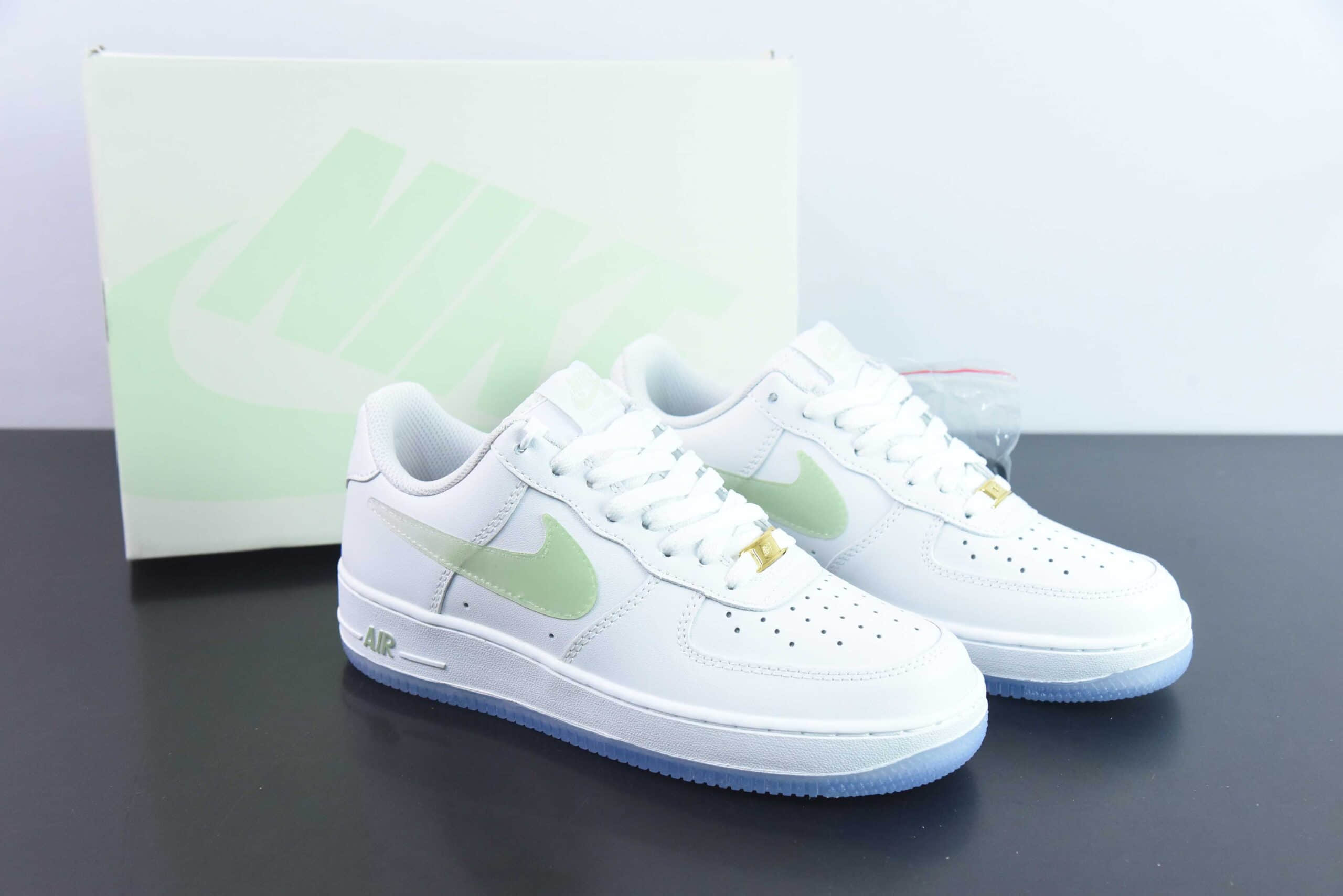 耐克Nike By You Air Force 1'07 Low Retro SP皮革白绿渐变钩子空军一号低帮经典百搭休闲运动板鞋纯原版本 货号：C03363-367