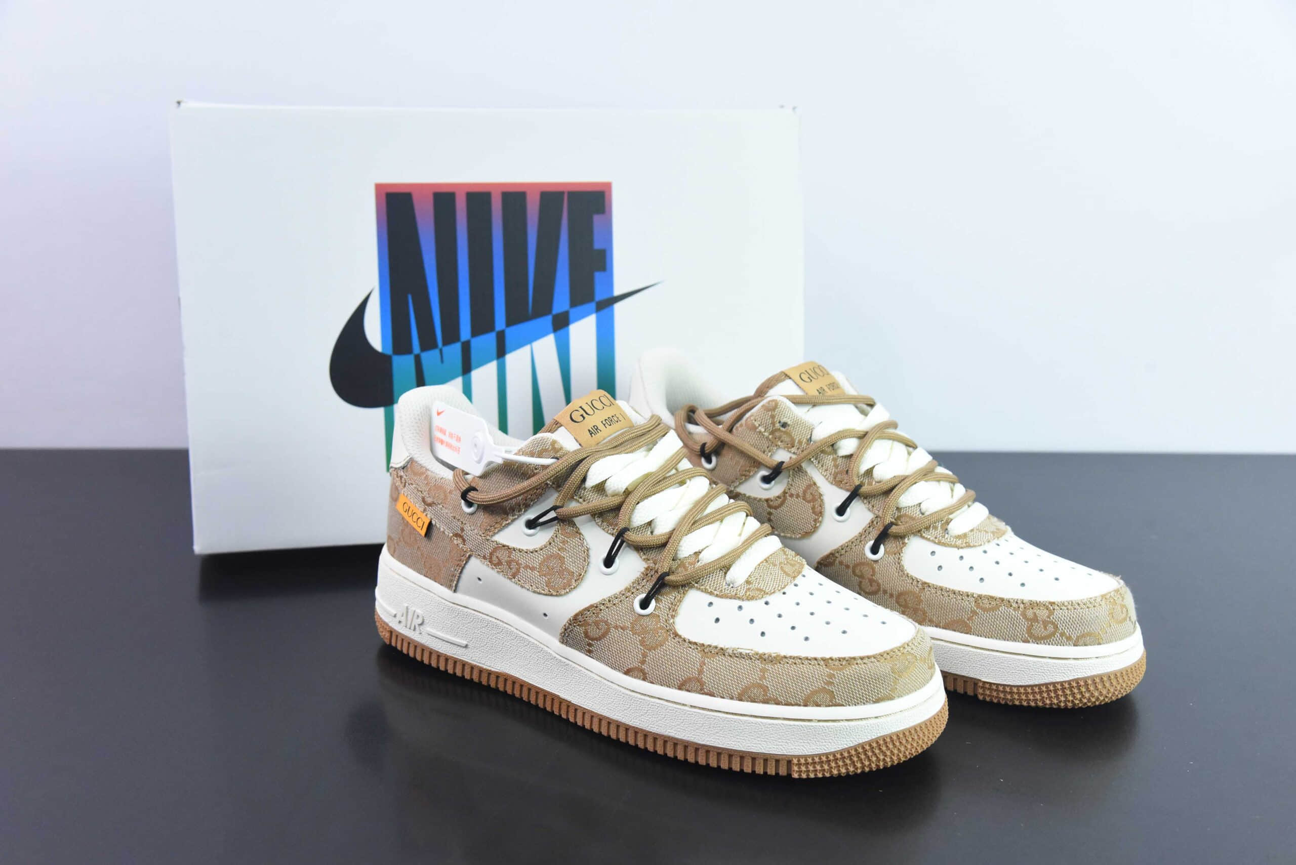 耐克Nike x Gucci Air Force 1 Low古奇绑带空军一号低帮运动休闲板鞋纯原版本货号：BD7700-111