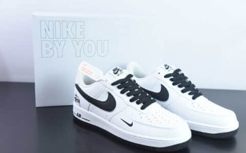 耐克Nike Stussy x Nike Air Force 1´07 LowWhiteApple Green黑白斯图西刺绣小钩空军一号低帮休闲板鞋纯原版本 货号：CW2288-111