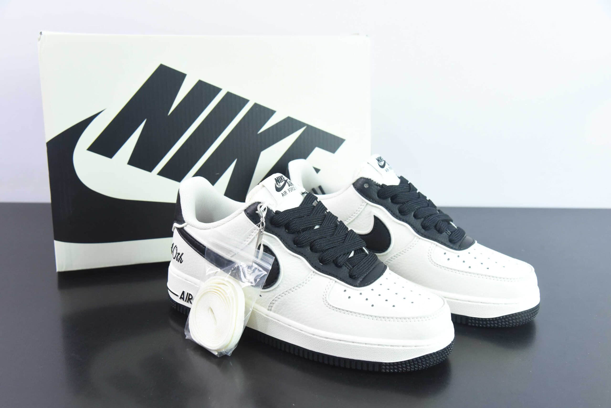 耐克Nike Nike Air Force 1’07 LowBeigeBlackSilver皮革米白黑银叠钩空军一号经典低帮百搭休闲运动板鞋纯原版本 货号：JF1983-552