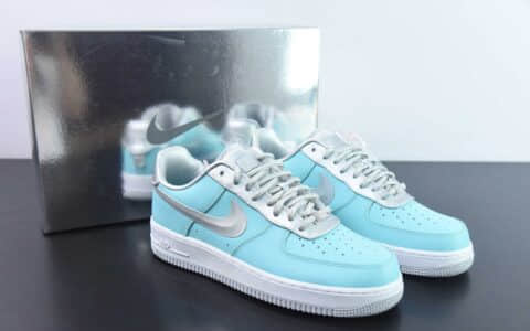 耐克Nike Tiffany & CO x Nk Air Force 1 Low 1837 蒂芙尼蓝太空银空军一号低帮板鞋休闲板鞋纯原版本 货号：DZ1382-003