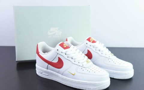 耐克Nike Air Force 1 Low白红小金钩空军一号低帮百搭休闲运动板鞋纯原版本 货号：CZ0270-104