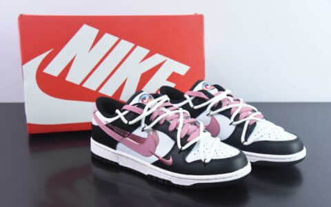 耐克Nike SB Dunk Low 解构活力三钩黑白粉SB低帮休闲滑板鞋纯原版本 货号：FD4623-153