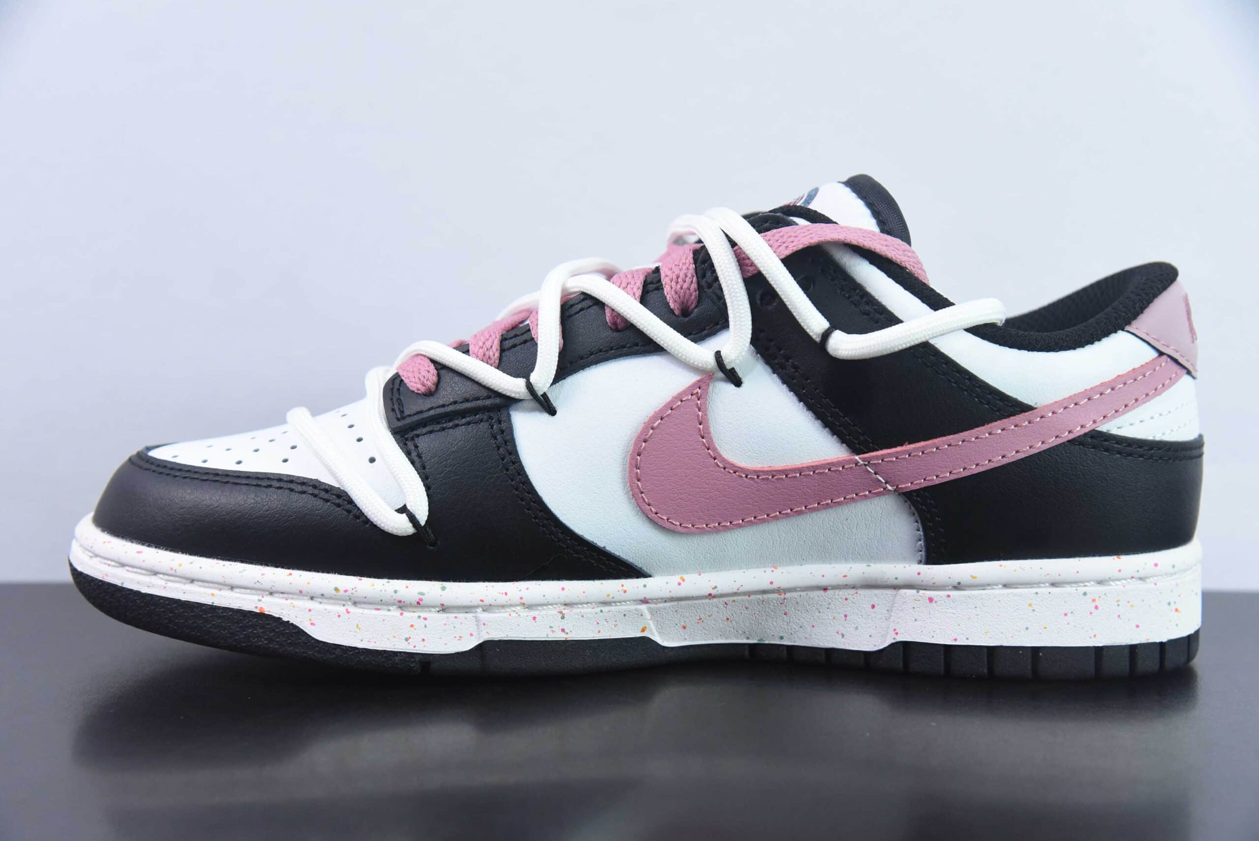 耐克Nike SB Dunk Low 解构活力三钩黑白粉SB低帮休闲滑板鞋纯原版本 货号：FD4623-153