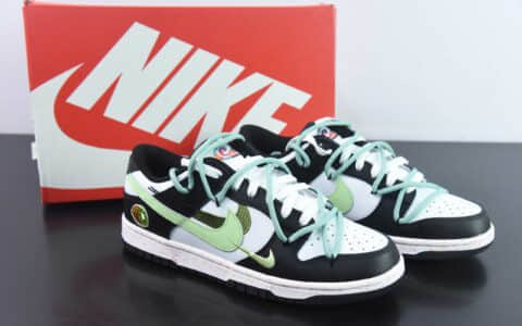 耐克Nike SB Dunk Low 解构活力三钩黑白绿SB低帮休闲滑板鞋纯原版本 货号：FD4623-152