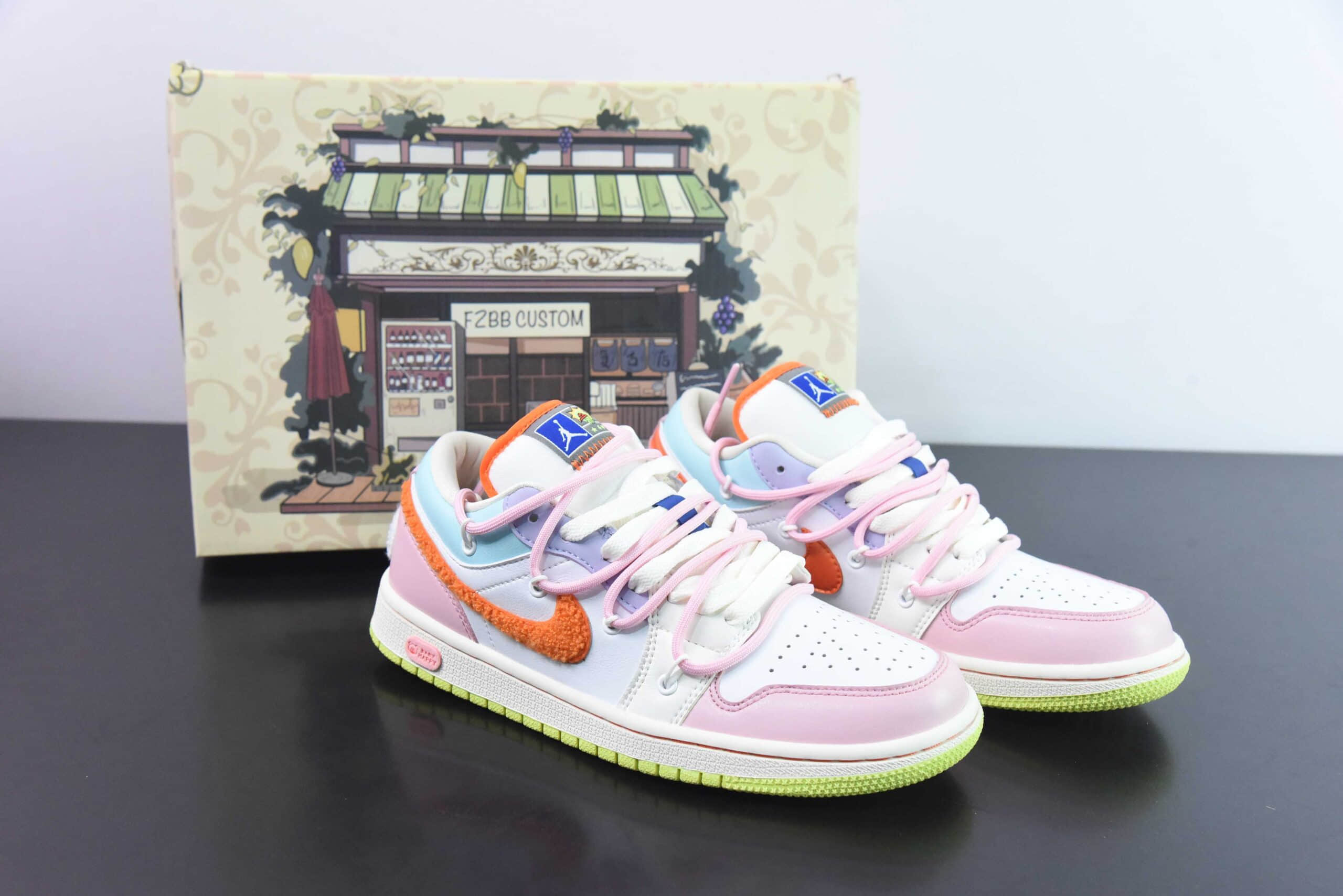 乔丹Air Jordan 1 Low GSAJ1粉白多巴胺绑绳低帮复古文化篮球鞋纯原版本 货号：FB1835-181