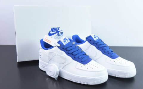 耐克Nike Fragment Design x Nike Air Force 1’07 LowFragment Design藤原浩主理品牌皮革白蓝藤原浩闪电空军一号经典低帮百搭休闲运动板鞋纯原版本 货号：TT0801-607