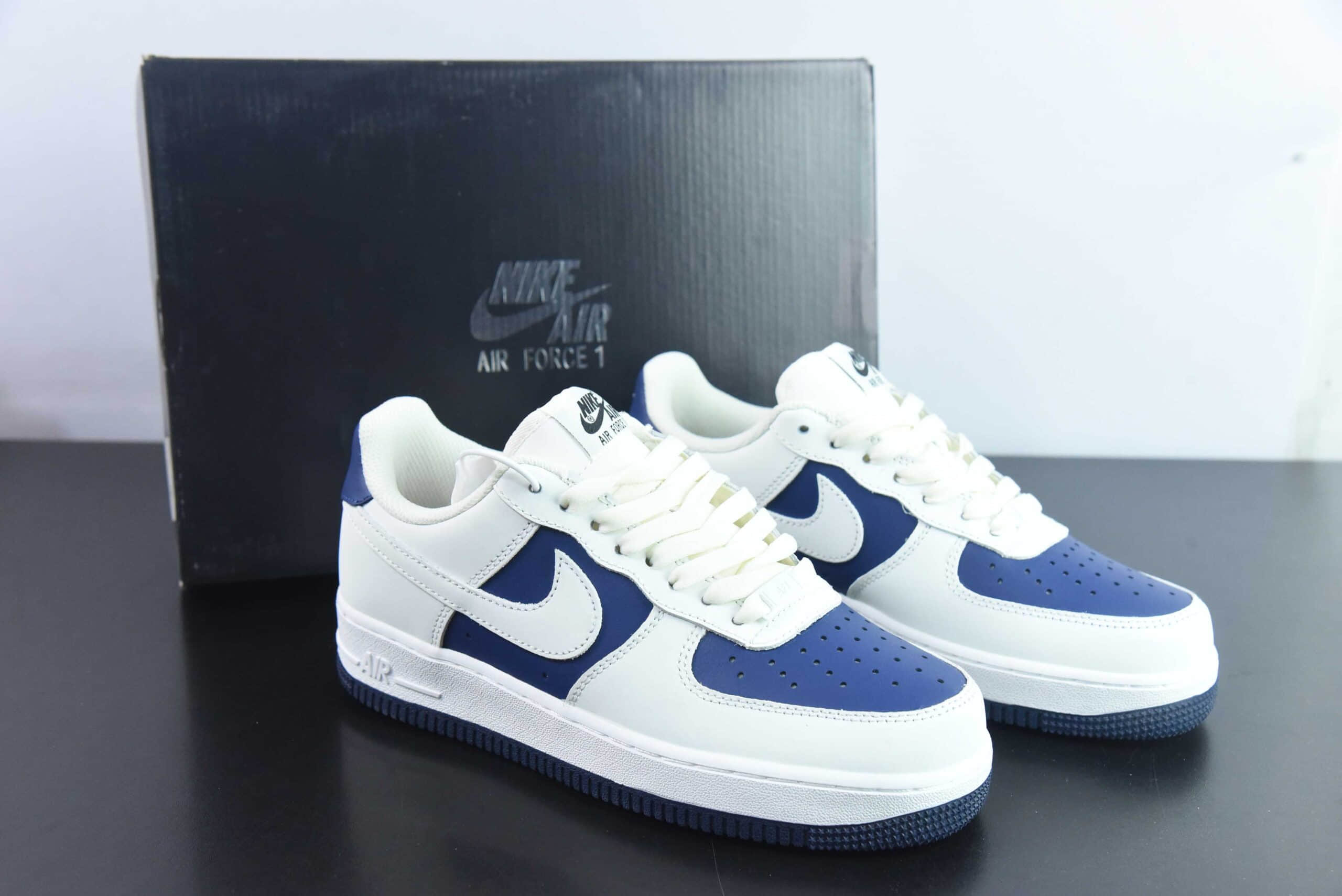 耐克Nike Air Force 1‘07 Low 深蓝拼接空军一号低帮休闲板鞋纯原版本 货号：AL2236-103