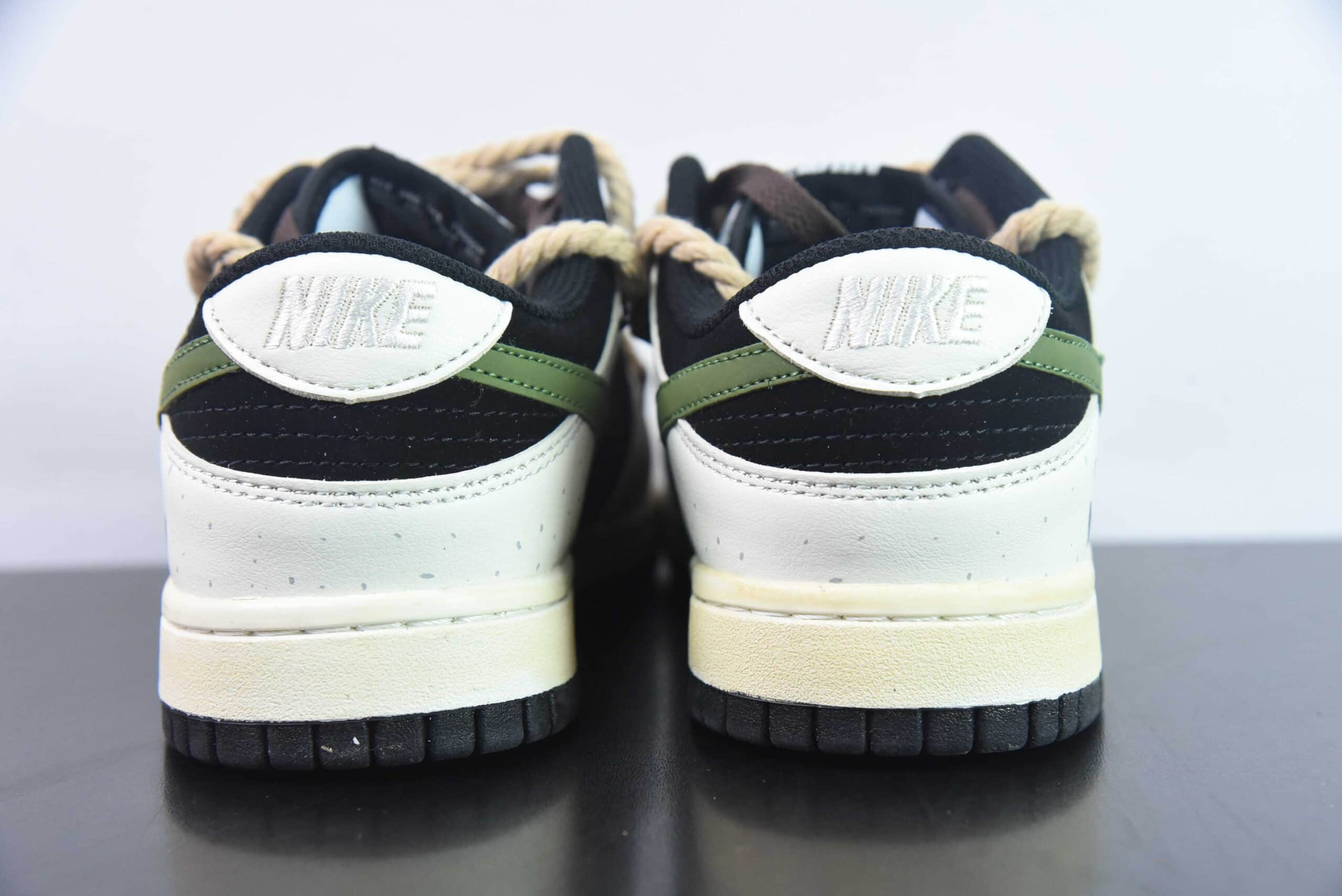 耐克Nike SB Dunk Low 黑绿熊猫定制款绑带SB低帮休闲滑板鞋纯原版本 货号：DD1391-100 