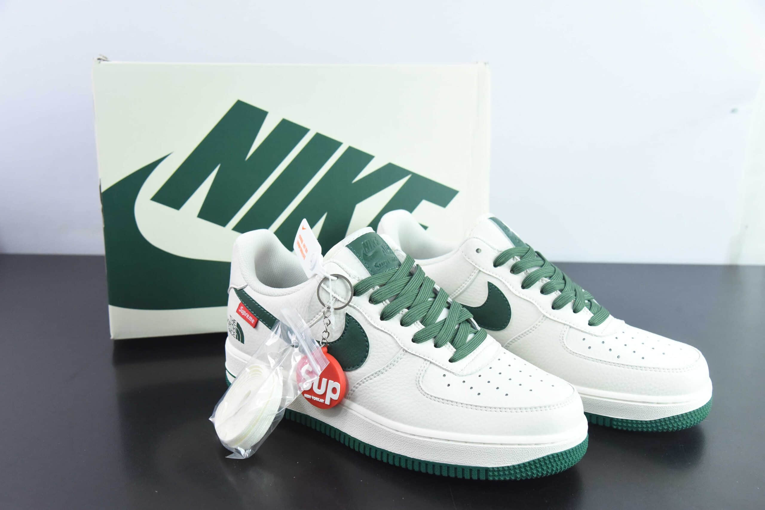 耐克Nike Air Force 1 Low 07 x The North Face x Supreme 北面三方联名白绿空军一号低帮运动休闲板鞋纯原版本 货号：SU2305-002 