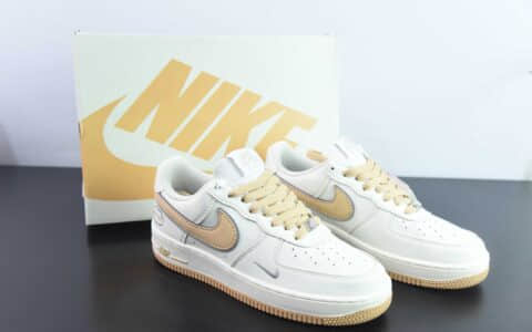 耐克Nike Air Force 1 Low Hoops卡其刺绣小钩空军一号低帮运动休闲板鞋纯原版本 货号：HP2369-005