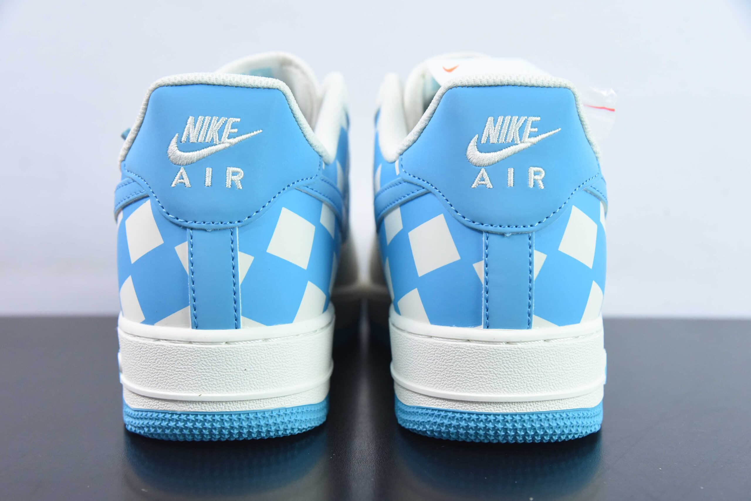 耐克Nike Air Force 1 AF1白蓝格子刺绣空军一号低帮休闲板鞋纯原版本 货号：GZ5688-022