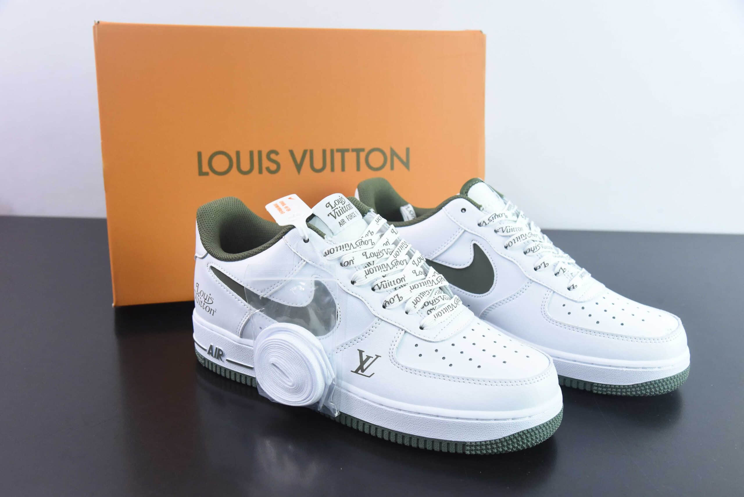 耐克Nike Air Force 1 AF1白绿 LV 印花空军一号低帮休闲板鞋纯原版本 货号：LV1898-835 