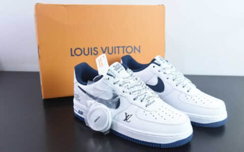 耐克Nike Air Force 1 Low白蓝LV印花空军一号低帮运动休闲板鞋纯原版本 货号：LV1898-831