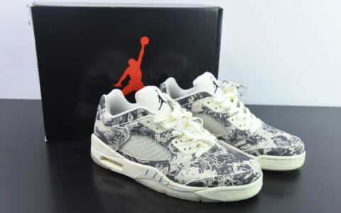 乔丹Air Jordan 5 Low ”Expression“ AJ5 乔5绒面白灰黑抽象涂鸦低帮篮球鞋纯原版本 货号：DA8016-100