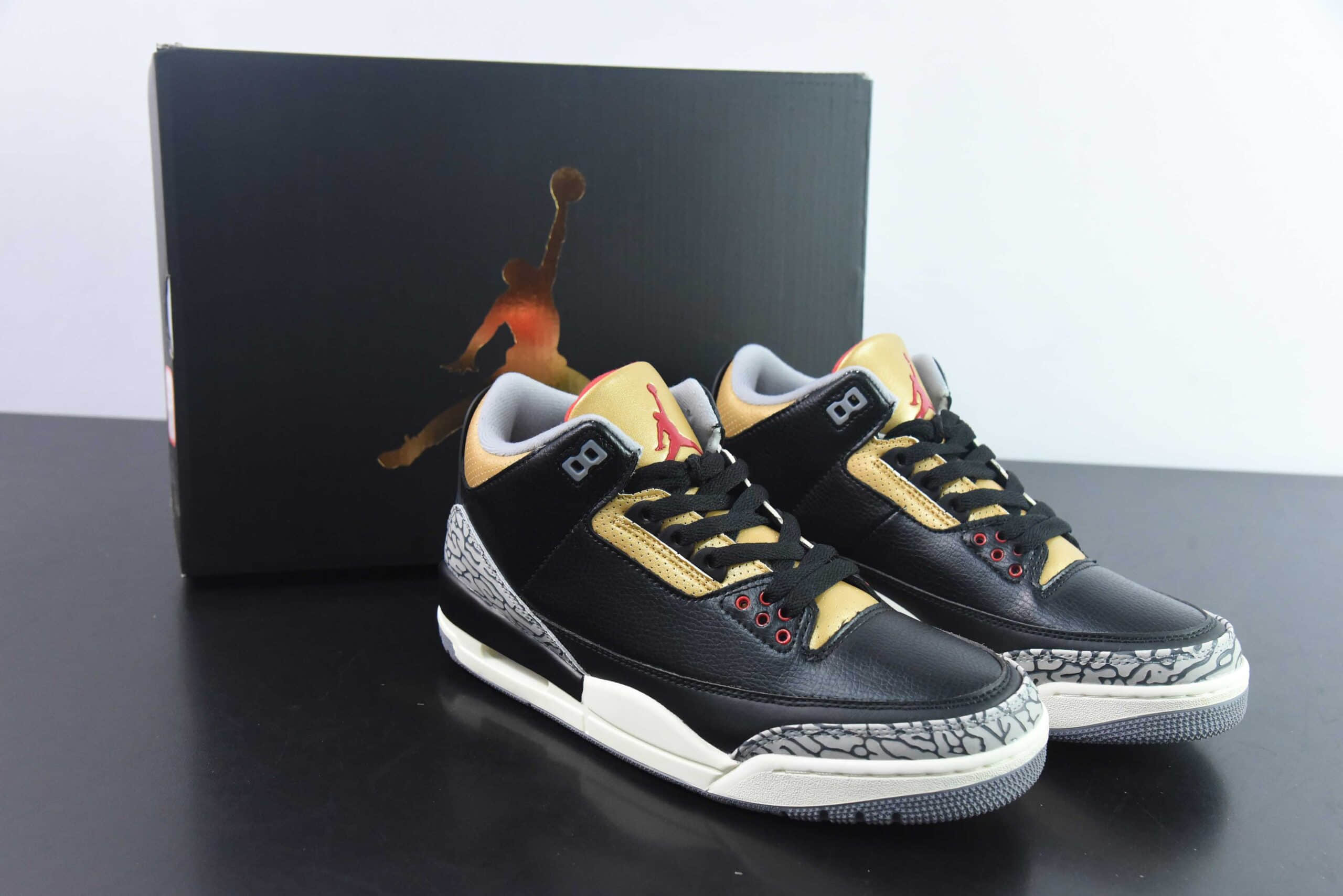 乔丹Air Jordan 3 Retro Black Gold AJ3 黑金小黑水泥男子文化篮球鞋纯原版本 货号：CK9246-067