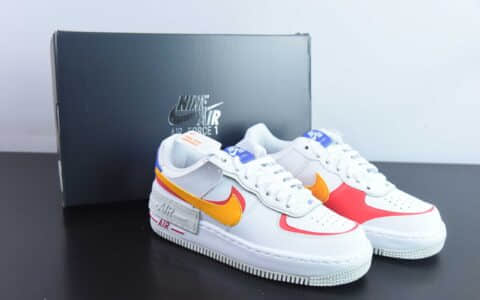 耐克Nike Air Force 1 Shadow白黄红”双勾解构空军一号轻量增高低帮板鞋纯原版本 货号：DZ1847-100