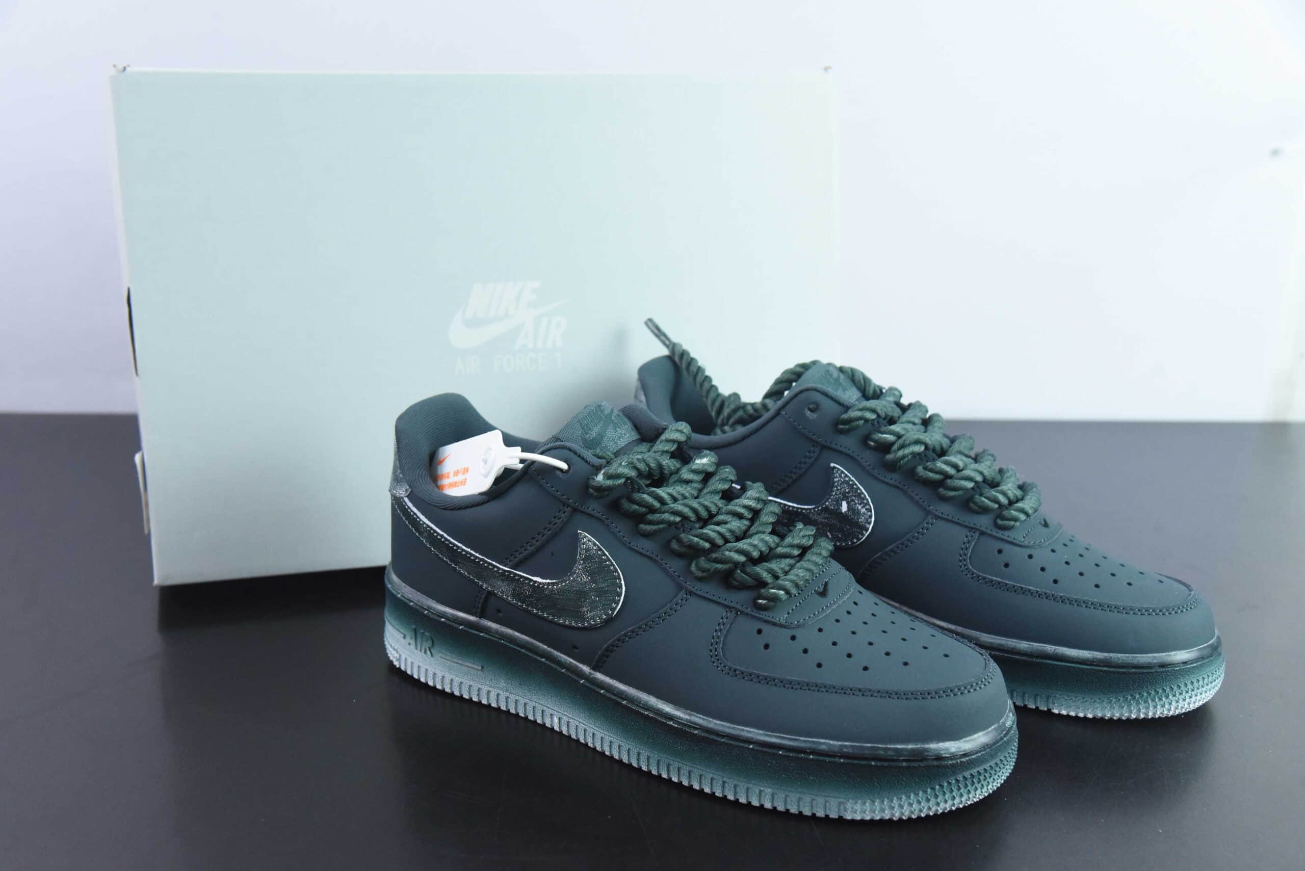 耐克 Nike Air Force 1 ’07做旧深绿色粗鞋带空军一号低帮百搭休闲运动板鞋纯原版本 货号：315122-222