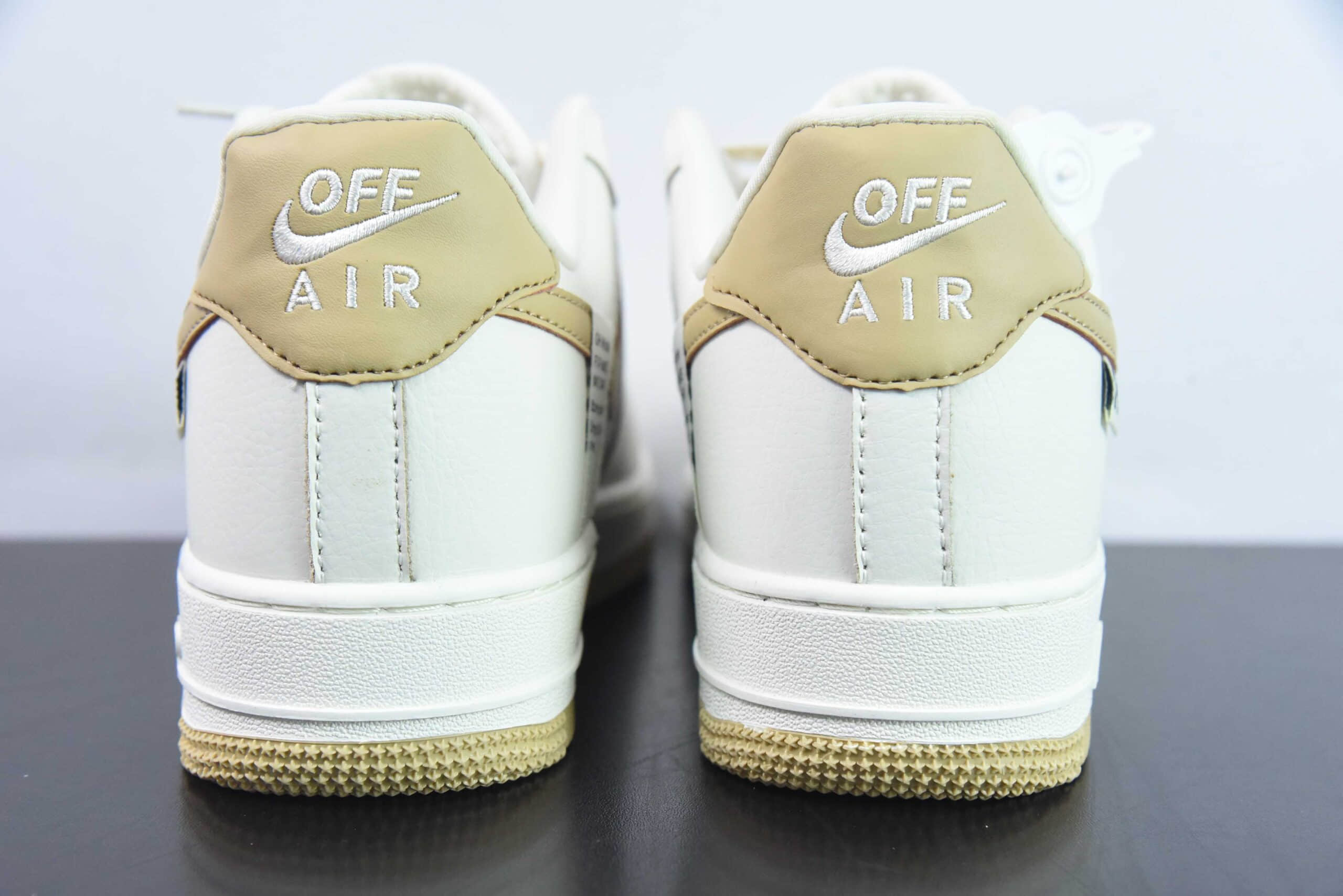 耐克NIke Air Force 1 '07 Low “OFF联名-米白卡其”空军一号低帮休闲板鞋纯原版本 货号：PF9055-772