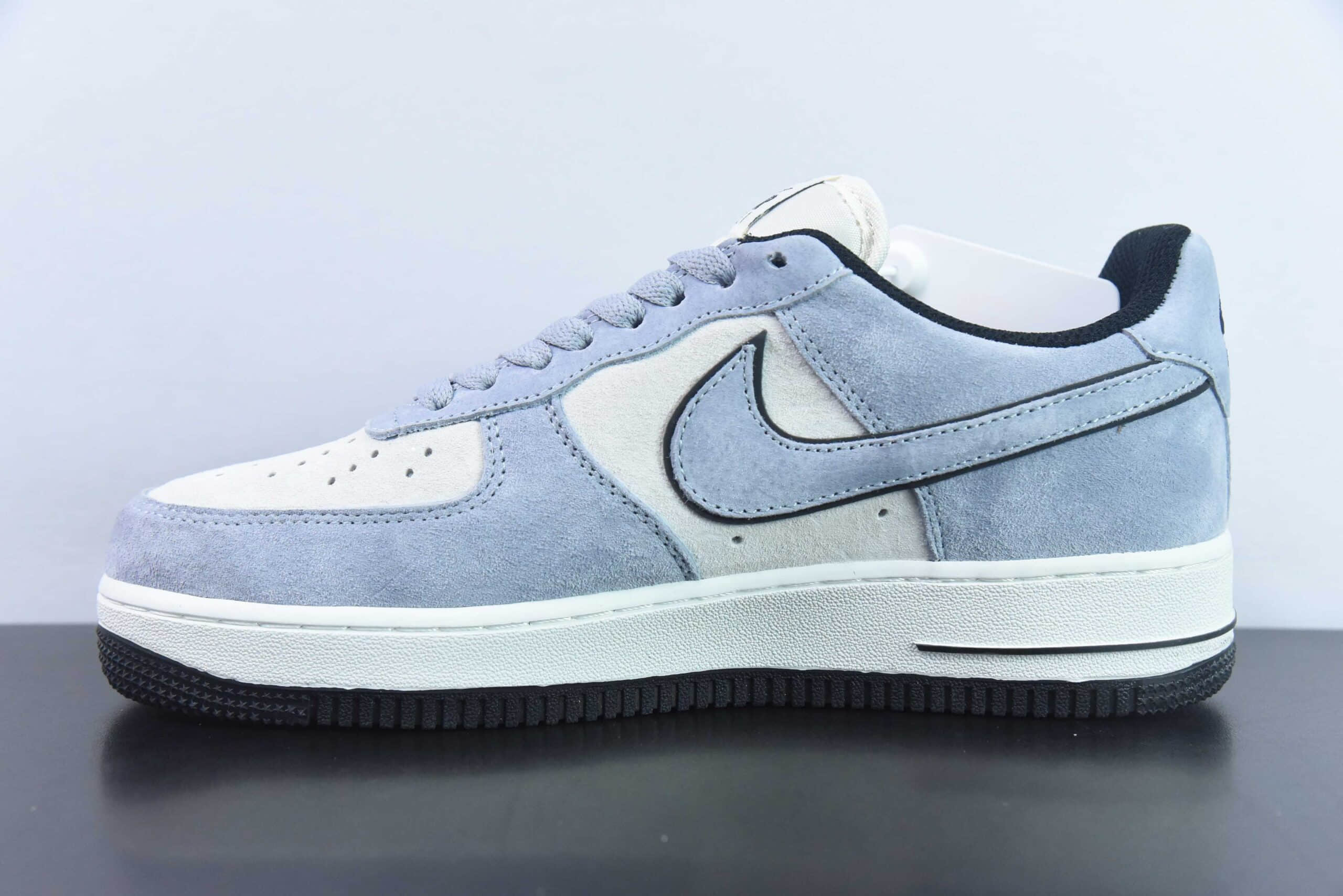 耐克Nike Air Force 1 AF1灰白蓝麂皮空军一号低帮休闲板鞋纯原版本 货号：LF8989-444 